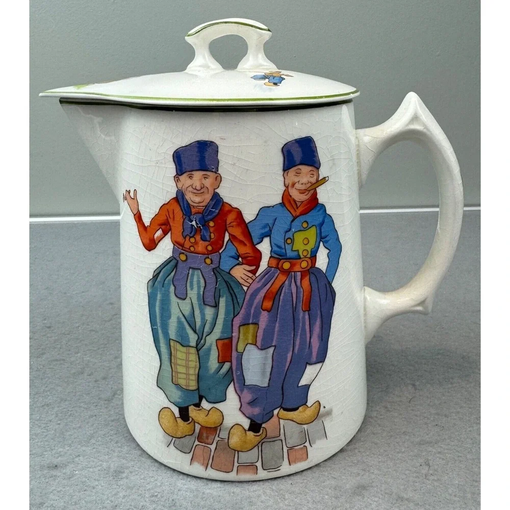 Edwin M Knowles China Co Pitcher With Lid Antique Hand‎ Painted Dutch Holland